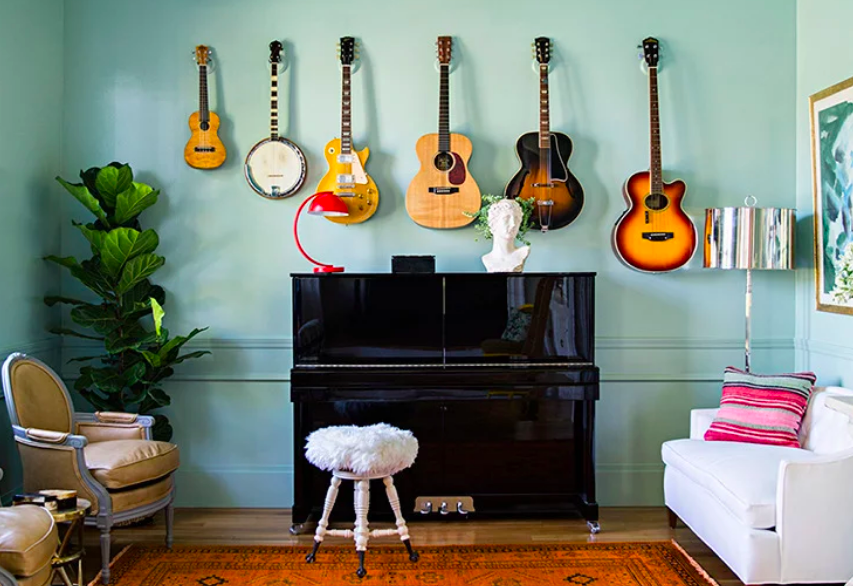  6 consellos para usar instrumentos musicais na decoración do fogar