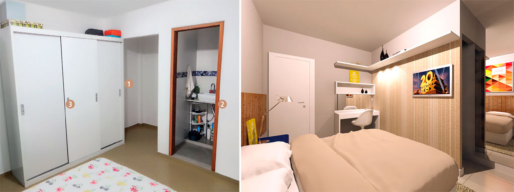  Ο τοίχος από γυψοσανίδα δημιουργεί dressing room στο υπνοδωμάτιο με διπλό κρεβάτι
