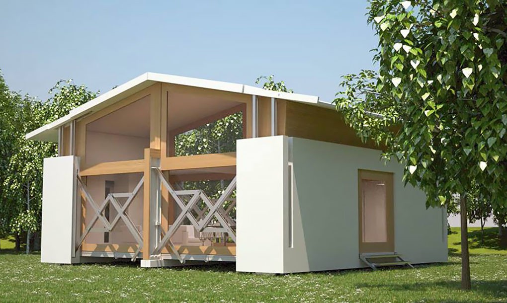  Prenosný domček s rozlohou 64 m² sa dá zostaviť za menej ako 10 minút