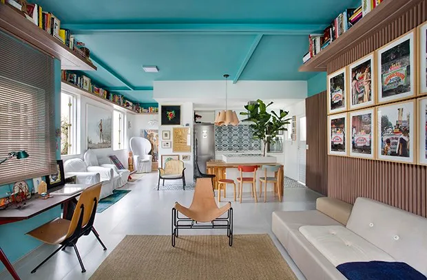 Zeca Camargo dzīvokļa krāsainais, izstumtais iekārtojums