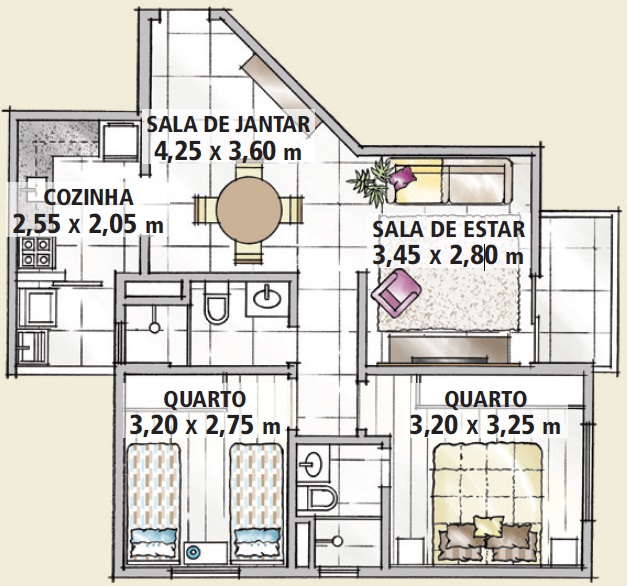  Apartemen: ide pasti pikeun rencana lantai 70 m²